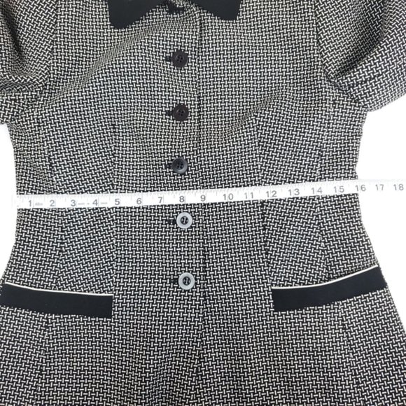 Vintage Escada black and white plaid wool silk patterned blazer - Picture 8 of 13